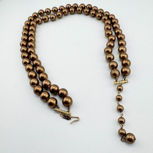 Vintage Napier Brass Tone Necklace Double Strand Retro Glam Statement Timeless - Picture 5 of 8